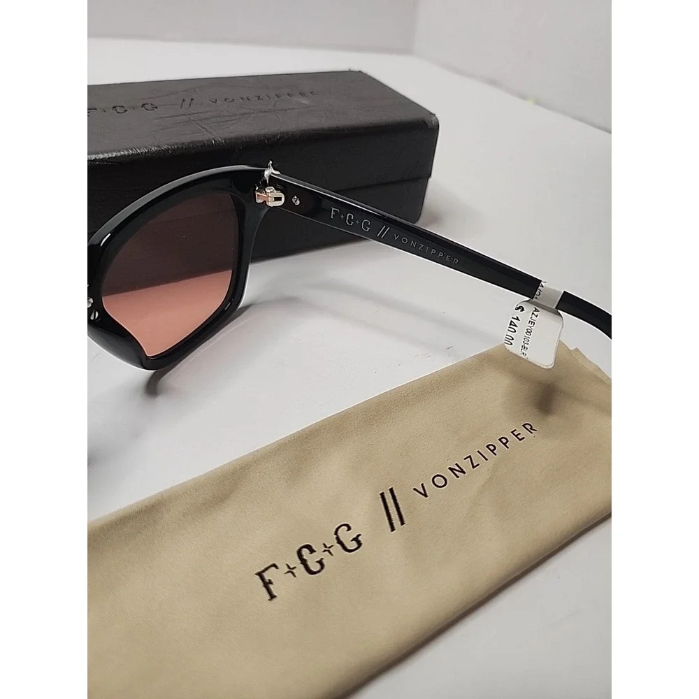 VonZipper Jinx Sunglasses Black‎ with Rose Amber Gradient Lenses Cat Eye